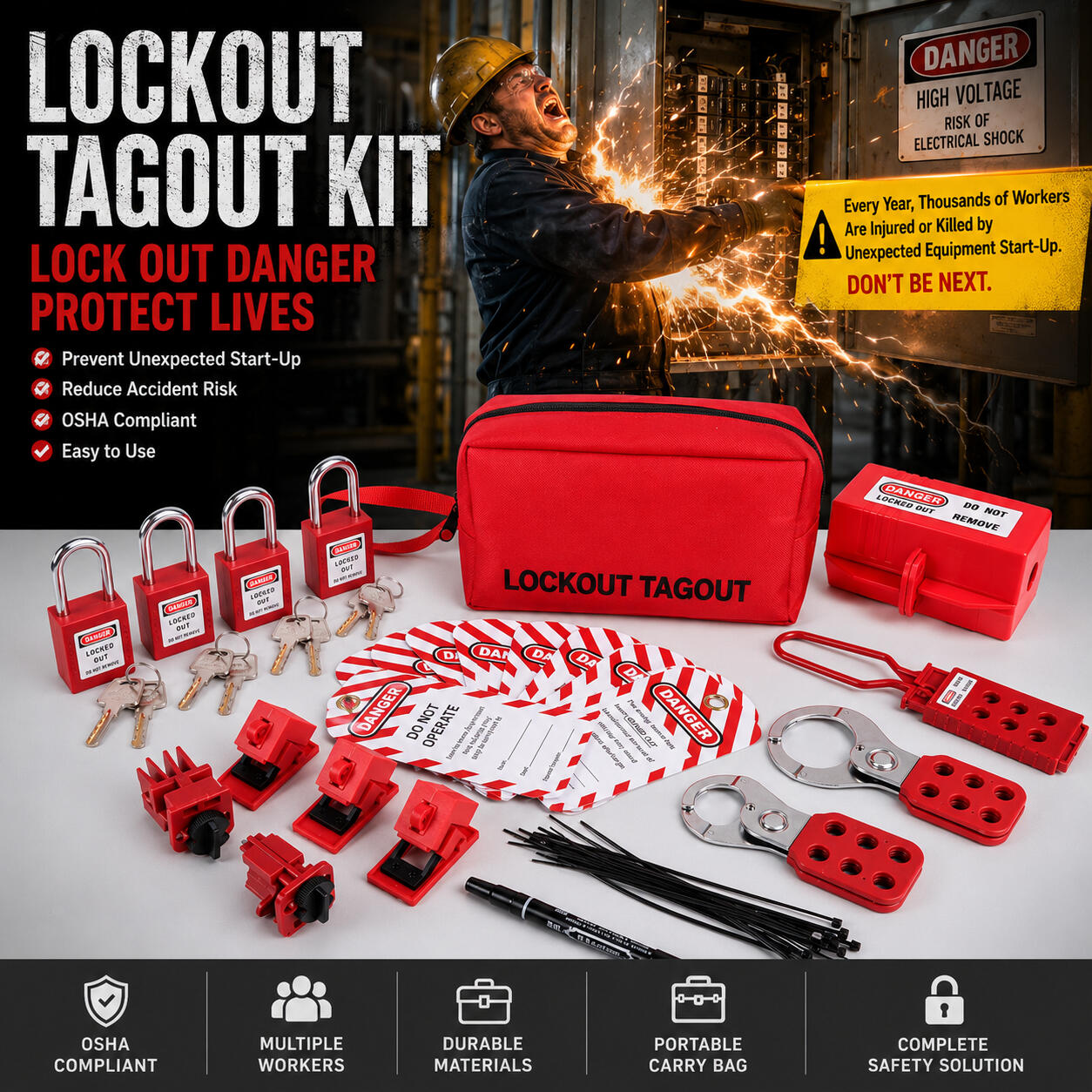 Lockout tagout kits LOTO Standard kit for OSHA compliance